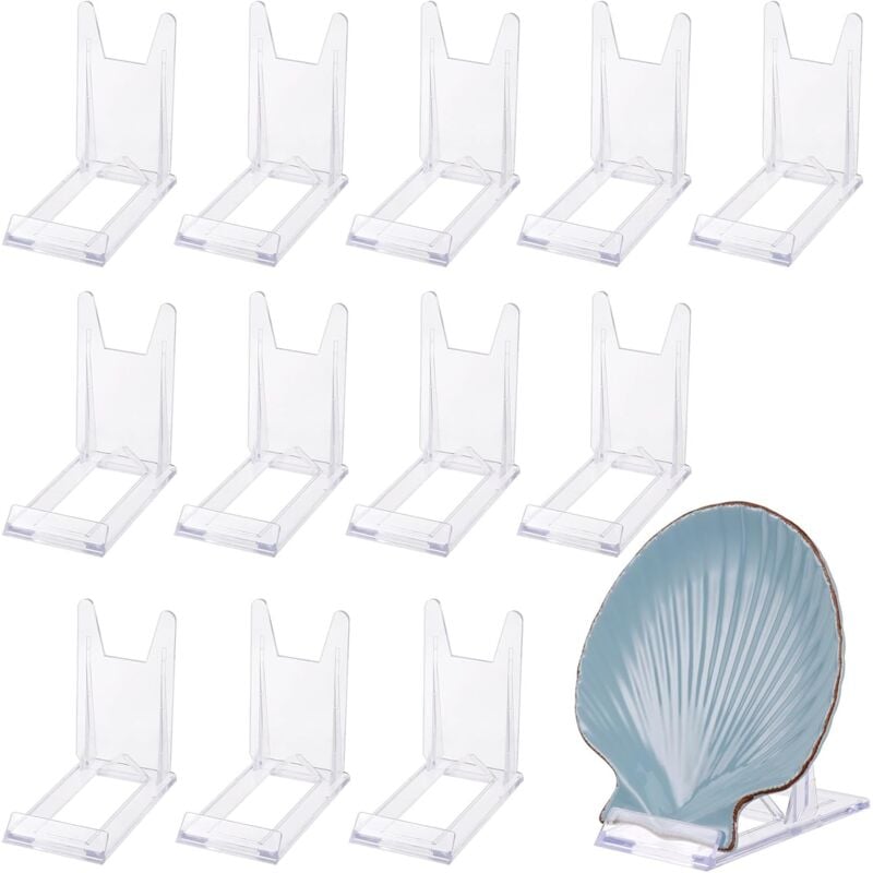 Regulowany stojak na talerze z przezroczystego tworzywa sztucznego, 12 sztuk