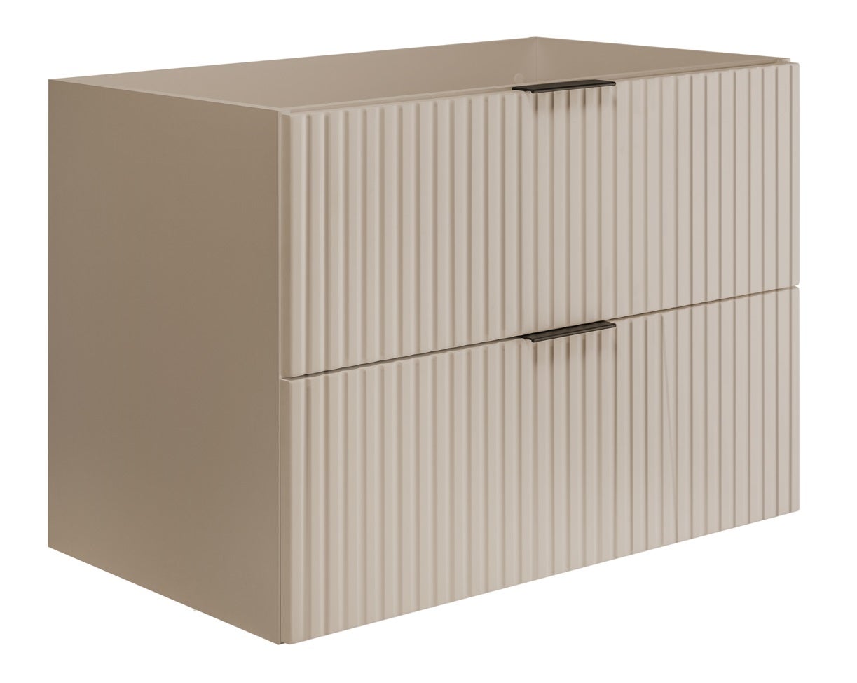 Szafka pod umywalkę FLOW 80 cm kaszmir 2 kolory uchwytów w zestawie ryflowane fronty