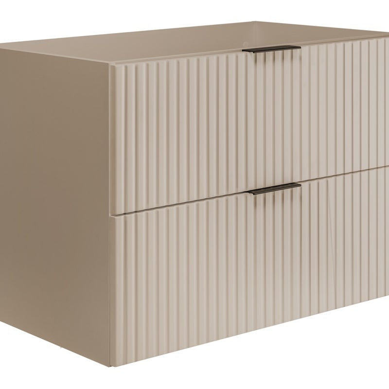 Szafka pod umywalkę FLOW 80 cm kaszmir 2 kolory uchwytów w zestawie ryflowane fronty