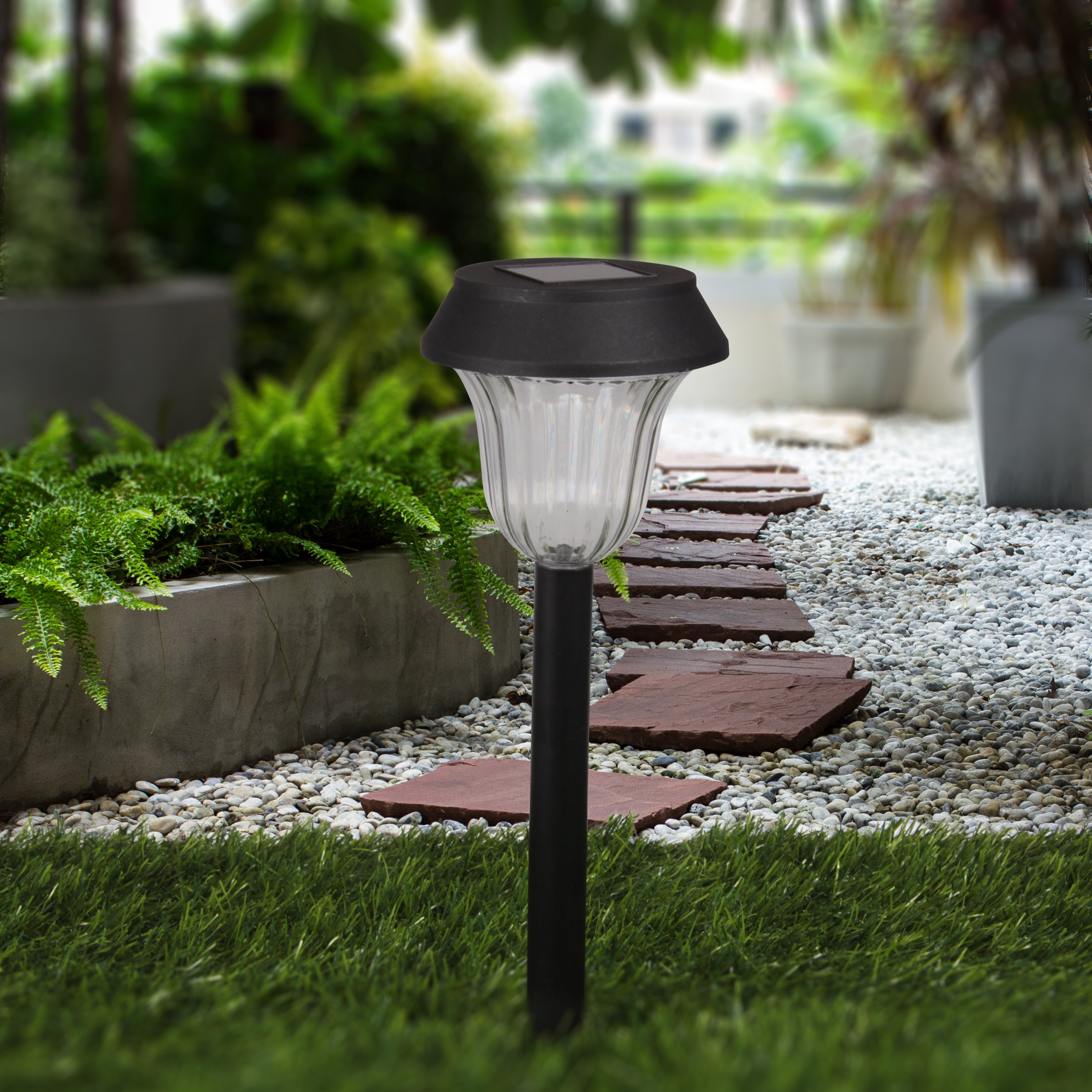 Lampa solarna LED VR100 wbijana ogrodowa 38cm IP44 zimna biel 6000K czarna MasterLED - 5