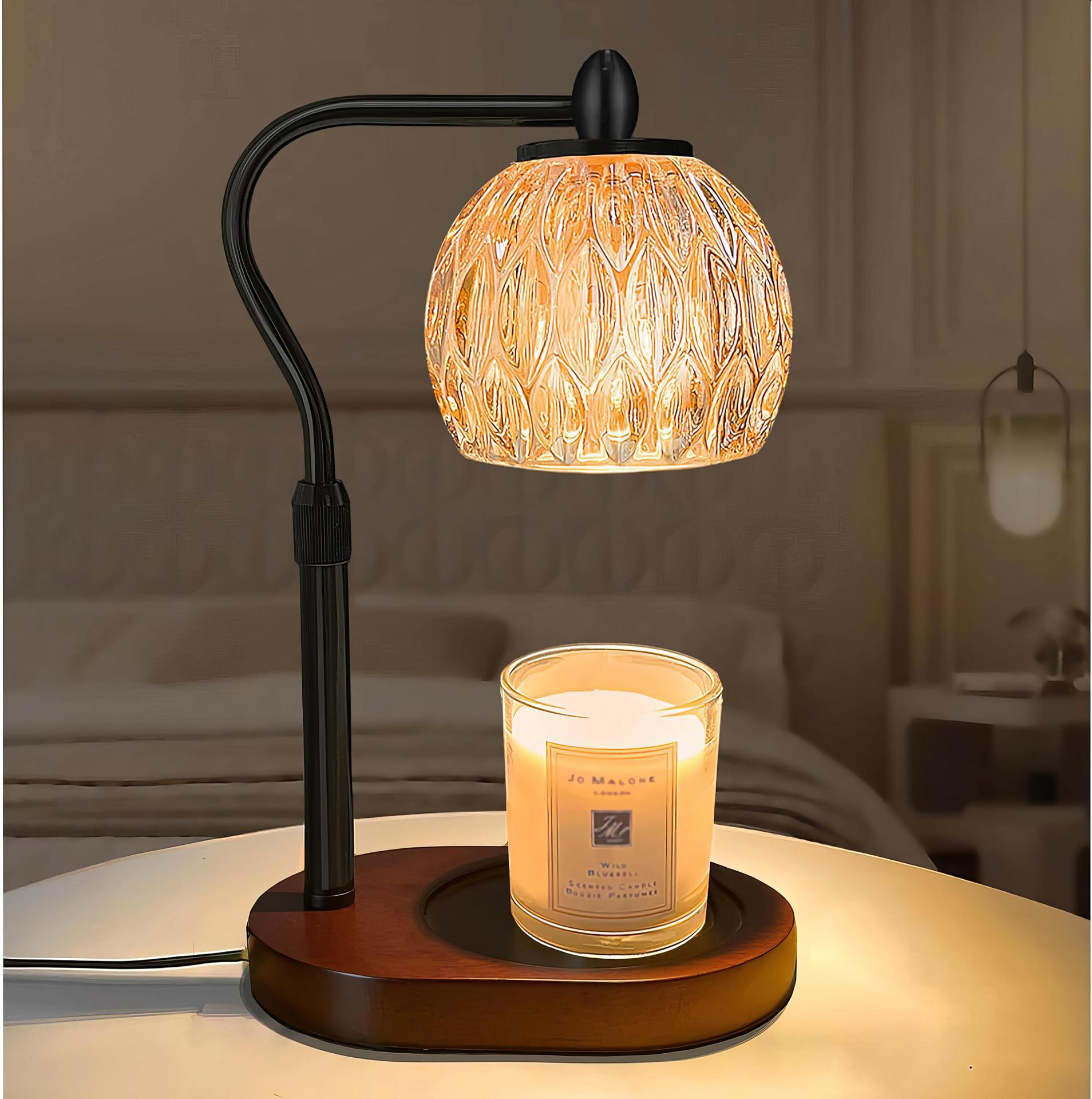 Elektryczna Lampa Grzejąca do Świec Zapachowych - Regulowana Wysokość, Kontrola Światła - Prezent Dekoracyjny do Domu, Lampka Nocna, Lampa Stołowa
