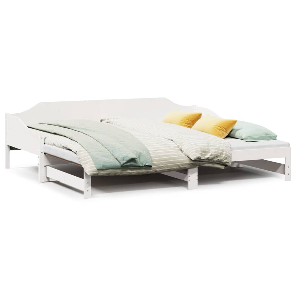 Lit simple | Lit adulte | Lit de jour avec lit gigogne blanc 90x200 cm ...