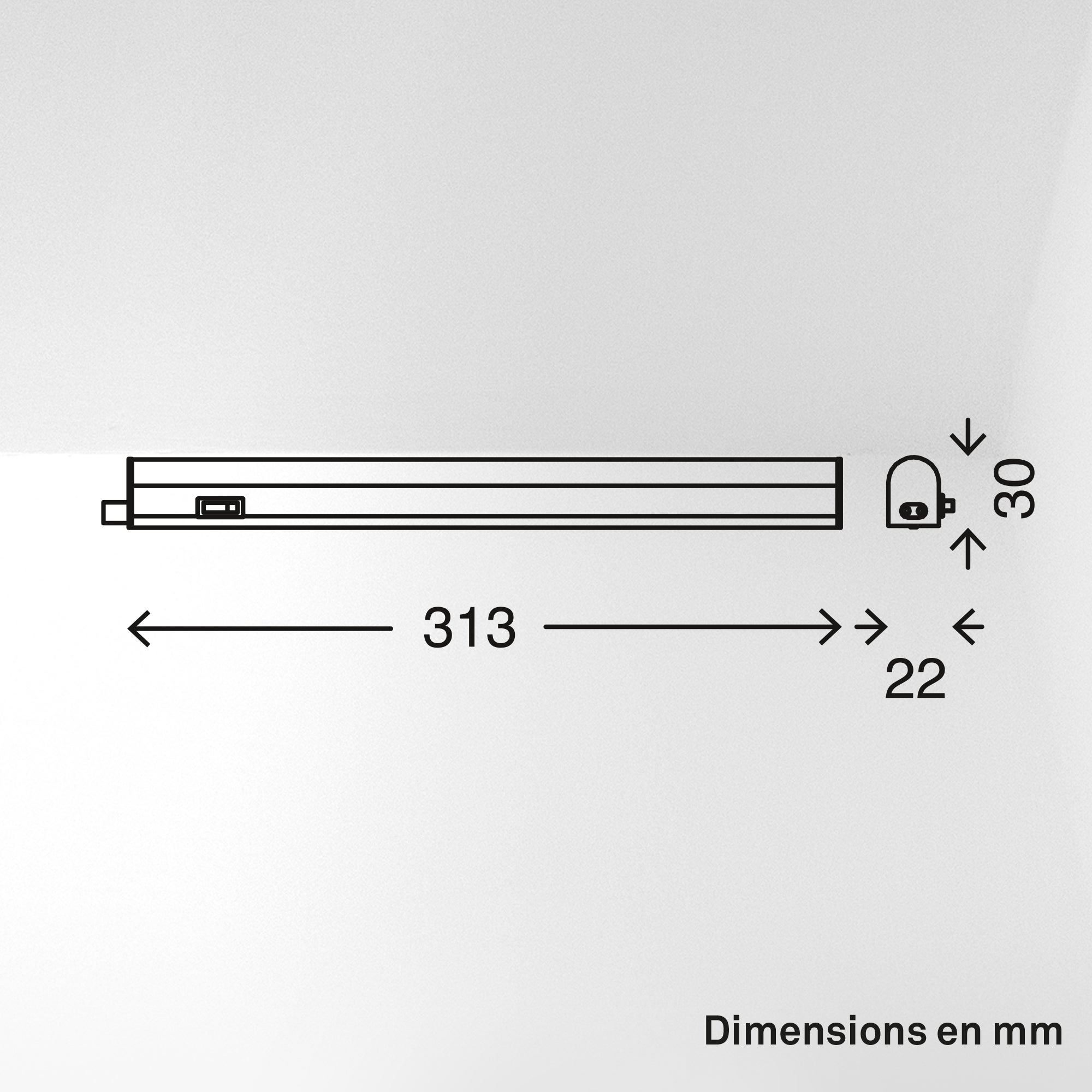 Briloner Leuchten 2379-046 Réglette LED à lumière blanc neutre, idéale pour meubles, placards, cuisine, interrupteur intégré, 4W, 31,3cm - 9