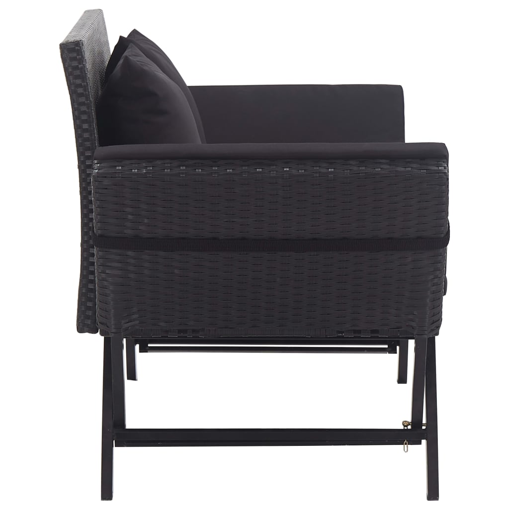 Banc de jardin | Banquette de jardin | Chaise de jardin avec coussins 176 cm Noir Résine tressée CFW31907 - 3