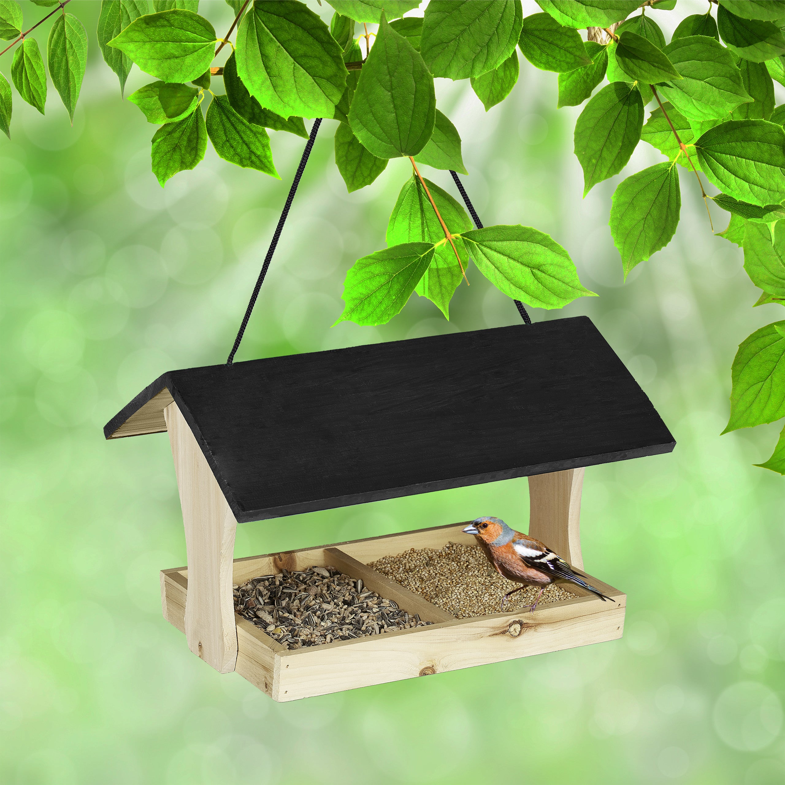 Mangiatoia Per Uccelli Relaxdays - Casetta In Legno Da Appendere, 25x18.5x18.5 Cm, Colorata - Foto 3