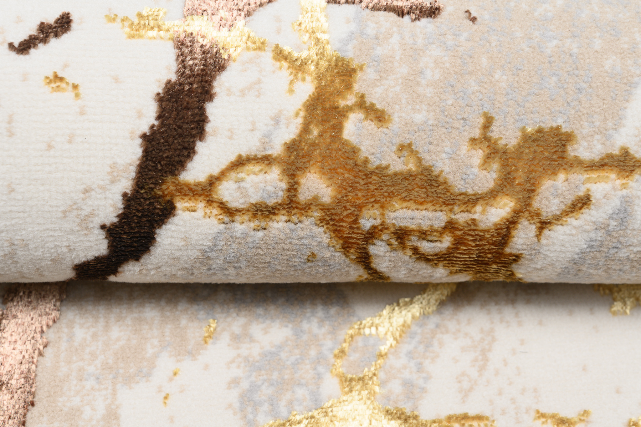 TAPISO Golden Tapis de Salon Moderne Marron Or Beige Crème Moucheté Motif Abstrait Doux Poil Court 80 x 150 cm - 9