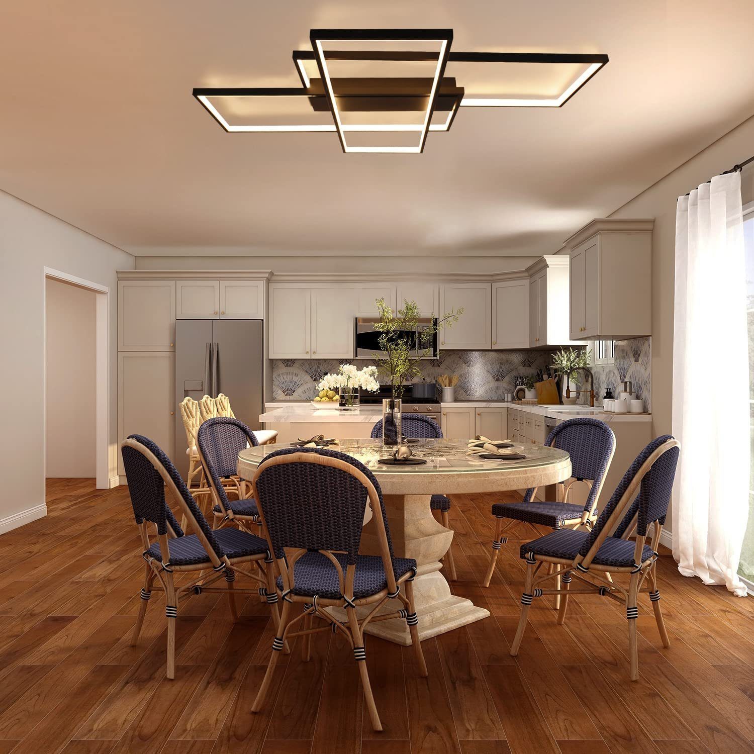 ZMH Nowoczesna geometryczna prostokątna lampa sufitowa z 3 diodami LED, rozsuwana do 65 cm/100 cm - 7