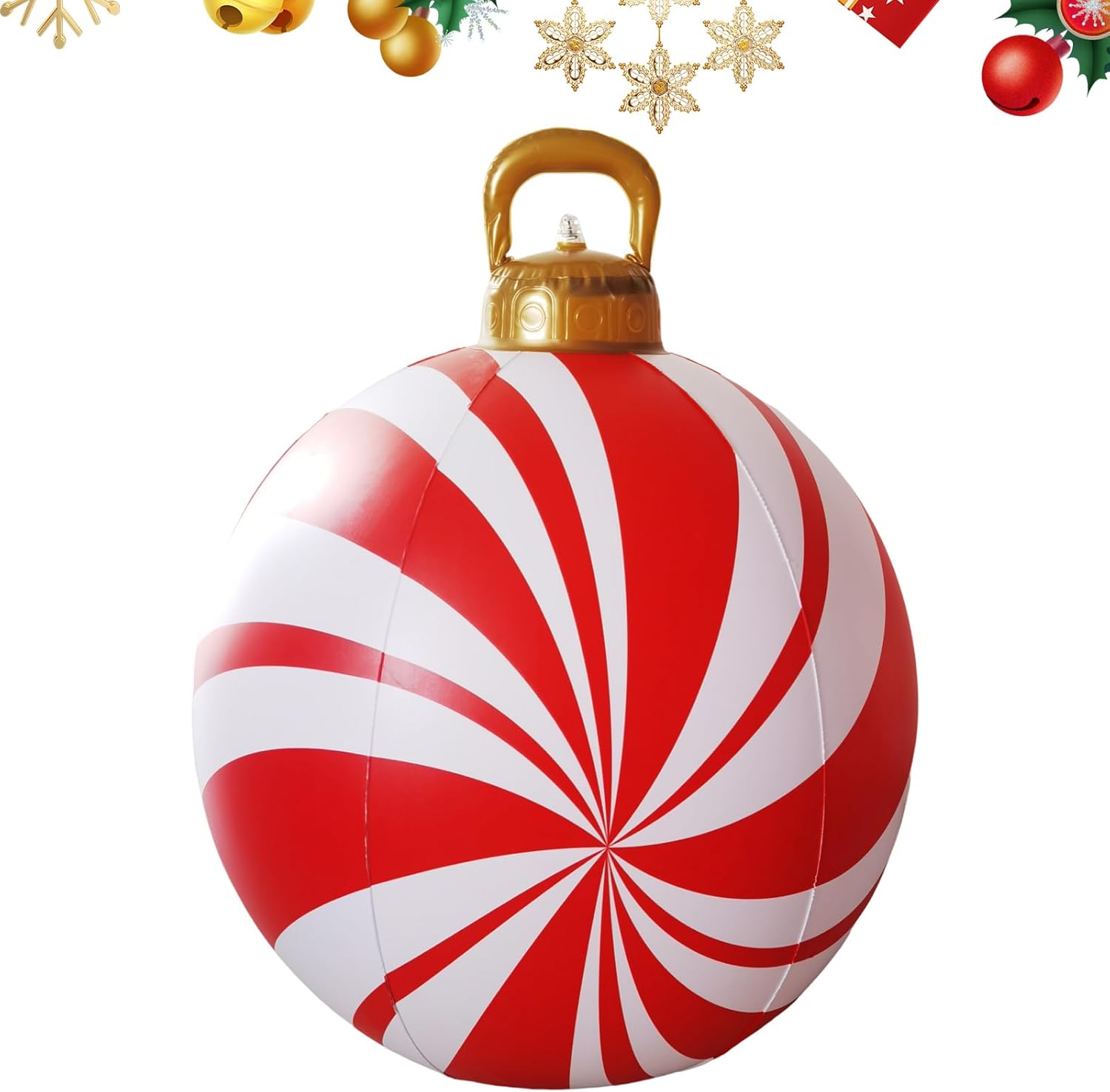 Lutabuo Boule de Noël gonflable de 60 cm Boule gonflable de Noël en PVC