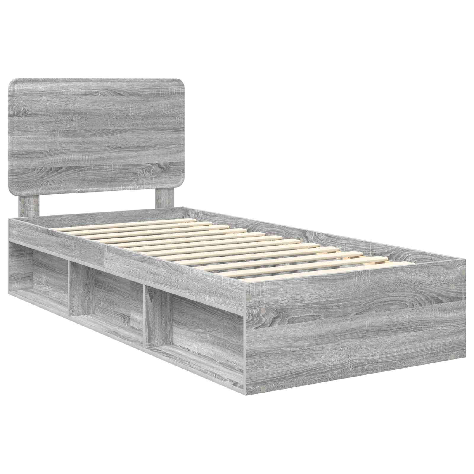 Cadre de lit Gris 90 x 200 cm Bois de pin massif - 4