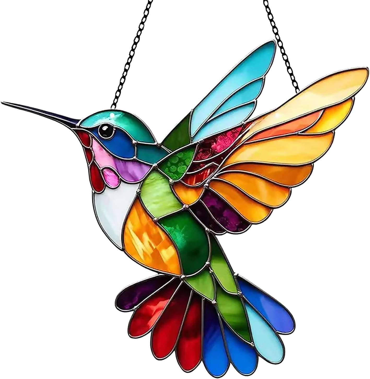 Łapacz słońca, wiszący łapacz słońca z kolibrem, kolorowy akrylowy łapacz światła, wisząca dekoracja ścienna z ptakiem, do sypialni