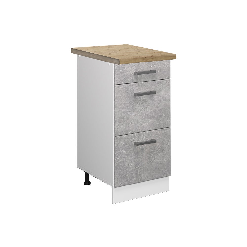 Vicco Szafka dolna do kuchni R-Line, Beton, 40 cm z szufladami, BP Dąb