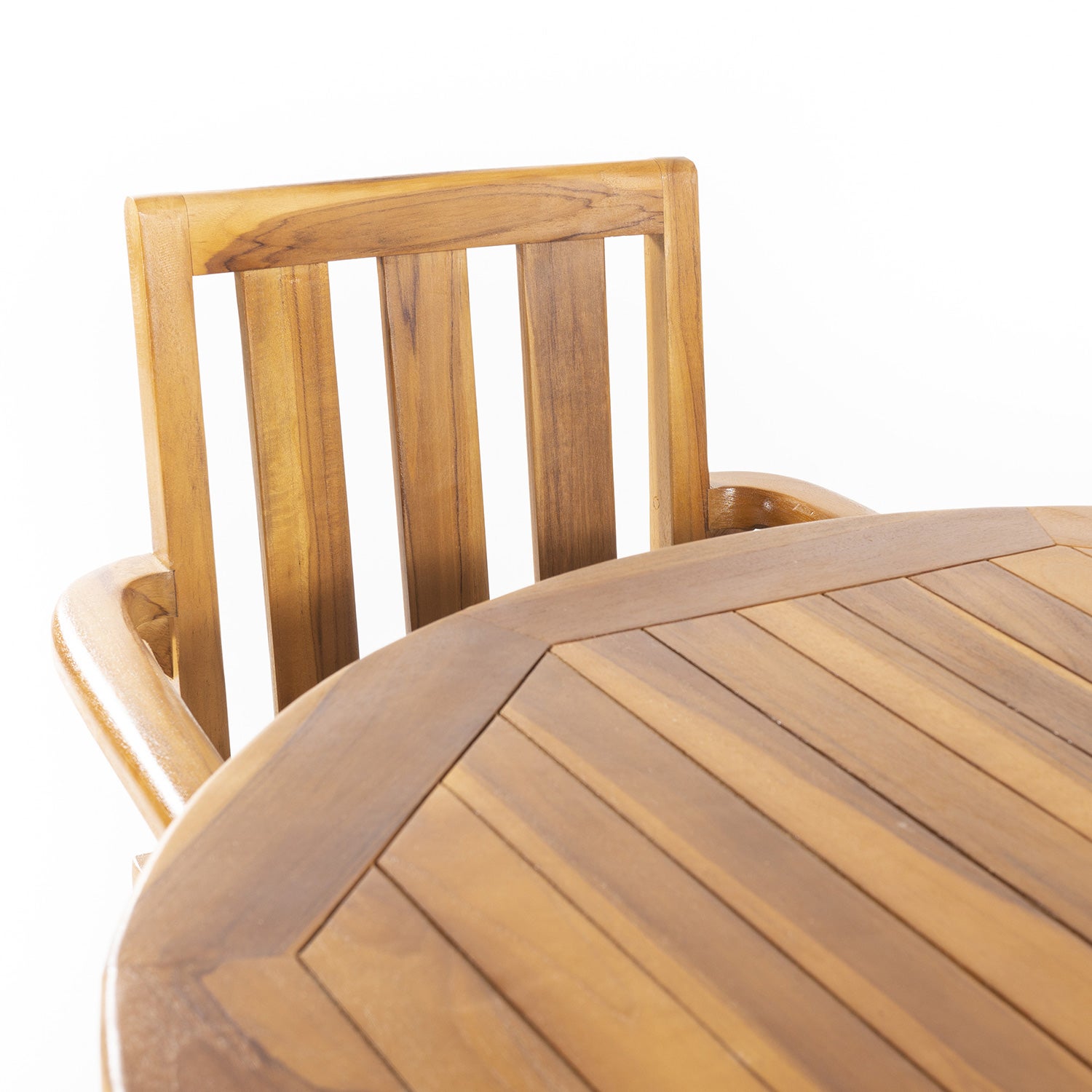 Conjunto de jardín de 6 sillones y mesa ovalada extensible de teca de 160 a 210 cm - 5