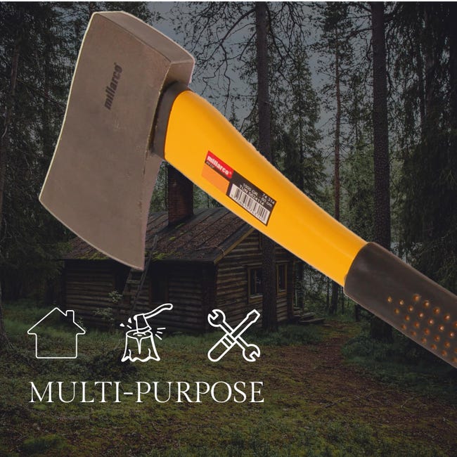 Ascia Da Giardinaggio 1000g, Con Manico In Fibra Di Vetro 60cm, Impugnatura Antiscivolo - Foto 10