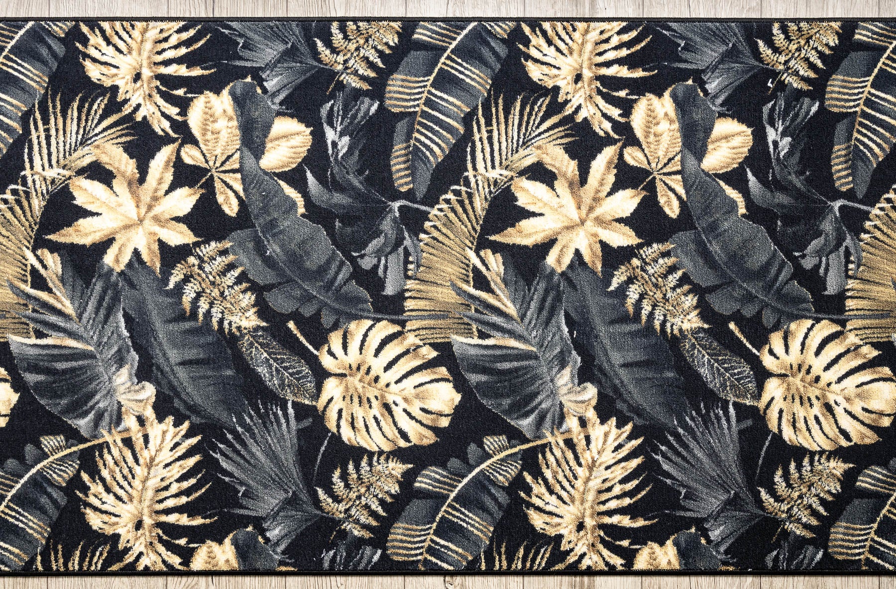 CHODNIK podgumowany MONSTERA Liście guma złoty 67 cm 67x100 cm - 5