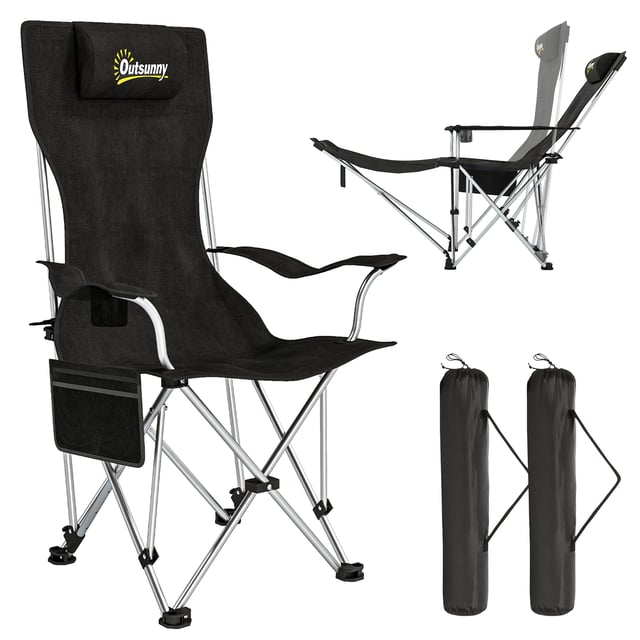 GIANTEX Chaise de Camping Pliante 2 Place avec Parasol,Avec Porte