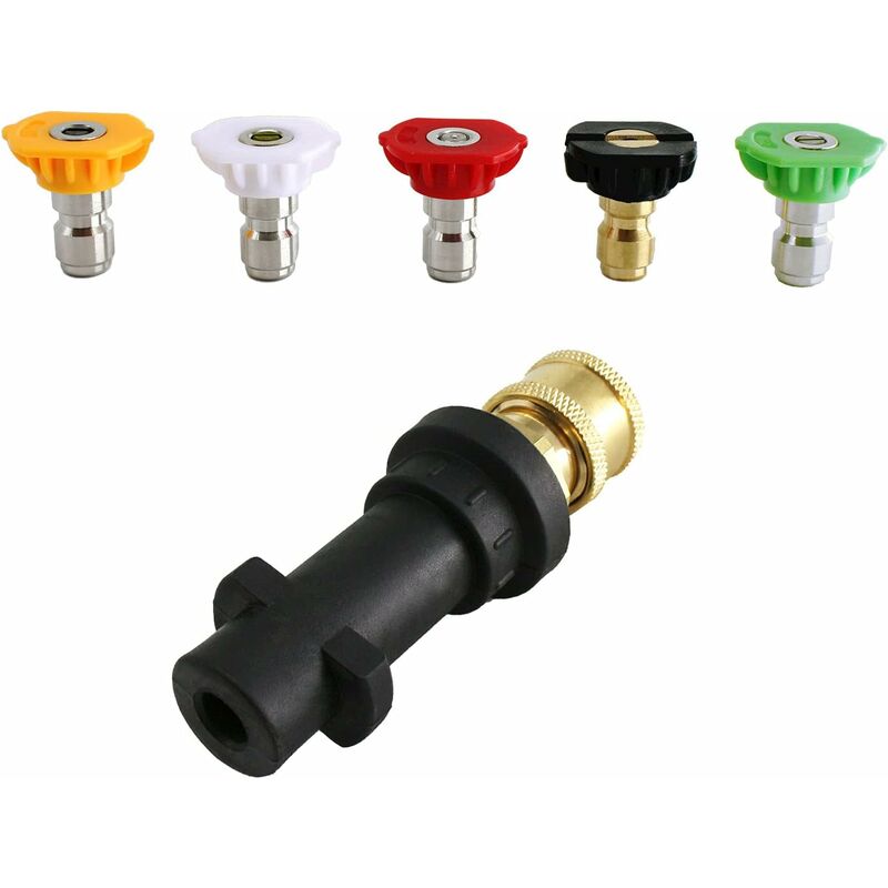Adapter do myjki wysokociśnieniowej, do szybkozłącza 6,35 mm do Karcher K2-K7, z 5 dyszami do myjki wysokociśnieniowej