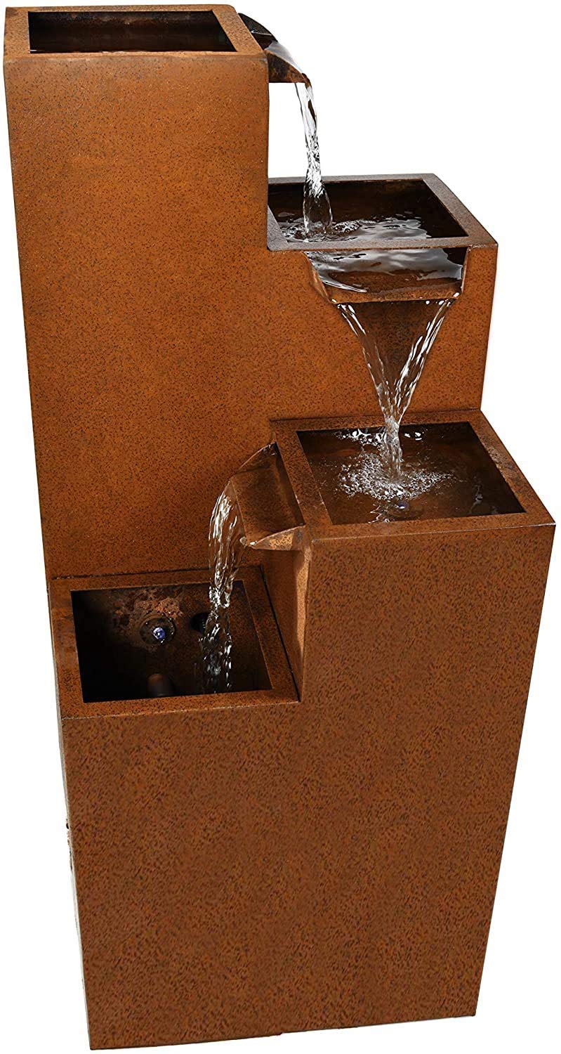 Fontaine Ribero de Köhko en acier Corsten avec éclairage LED Jeux d'eau pour l'extérieur Indoor Fontaine de jardin 32006XL H 90 cm x L 30 cm x P 30 cm - 4