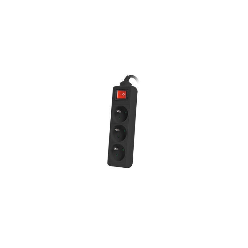 Lanberg ps1-03e-0300-bk multiprise 3m noir 3x 230v pl avec interrupteur automatique, enti�rement en cuivre - 3