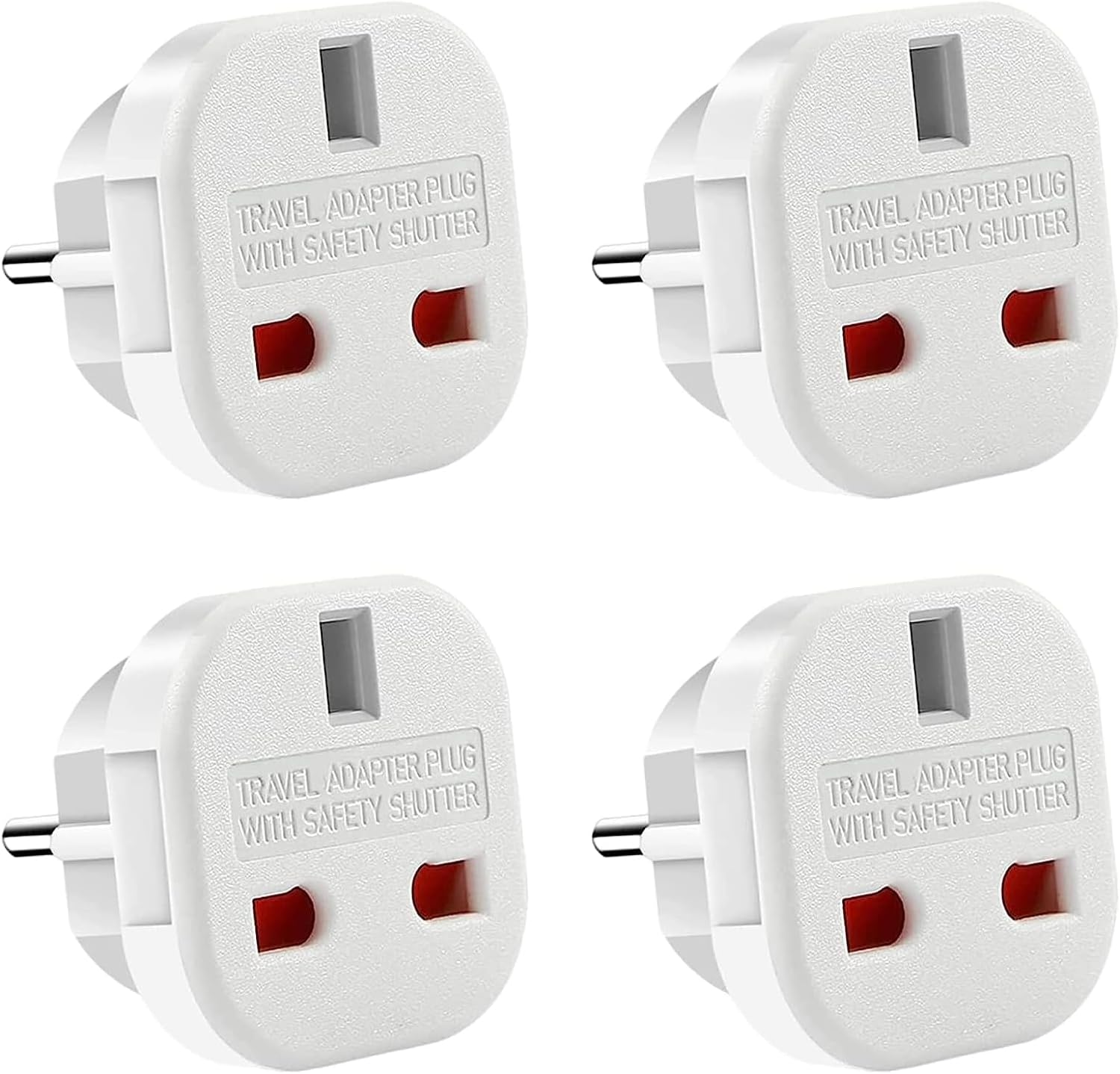 4x Adapter Podróżny Przejściówka z Angielskiej na Francuską, Adapter UK na FR, Adapter Podróżny UK Typ G na Typ C do Niemiec, Irlandii