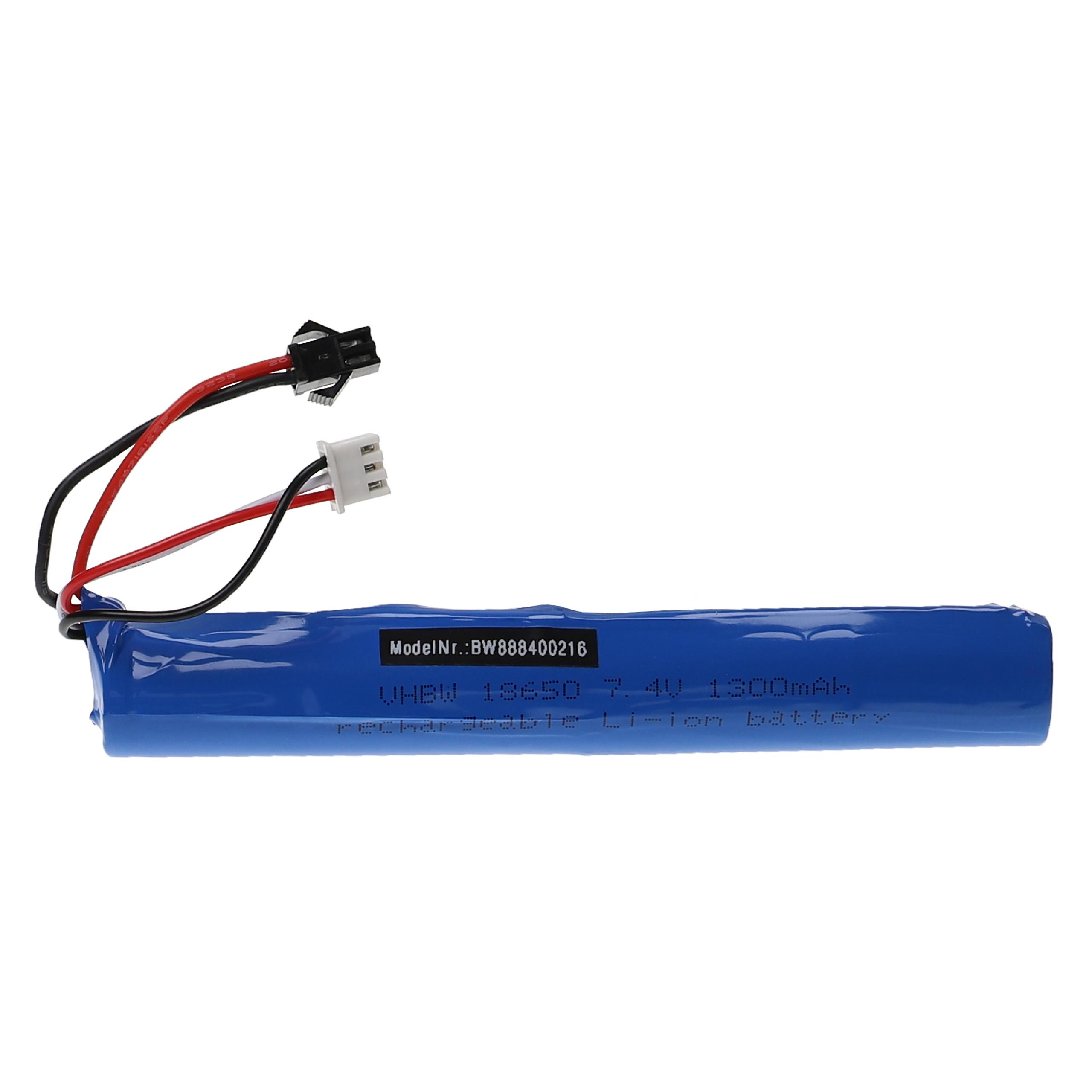 vhbw batteria con SM-2P per modellismo per es. macchine da corsa, elicotteri, aerei (1300mAh, 7,4V, Li-Ion, 131 x 18,5 mm