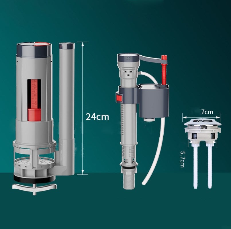 Szary - 24cm - 3-częściowy zestaw - Mechanizm spłukujący do WC, spłuczka WC, akcesoria sanitarne