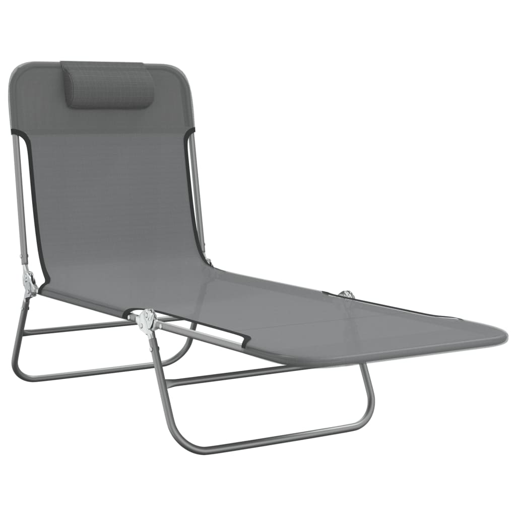 Lot de 2 Chaises longues | Bain de soleil | Transat de relaxation pliables gris textilène et acier CFW599823 - 3