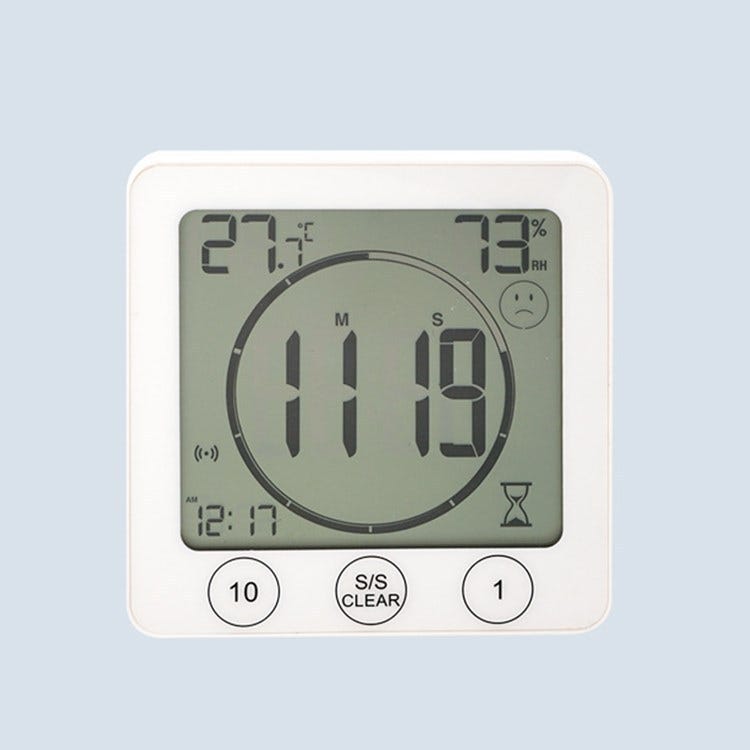 Orologio Da Bagno Digitale Con Timer Doccia - Termometro, Igrometro, Impermeabile IP65, Bianco - Foto 6