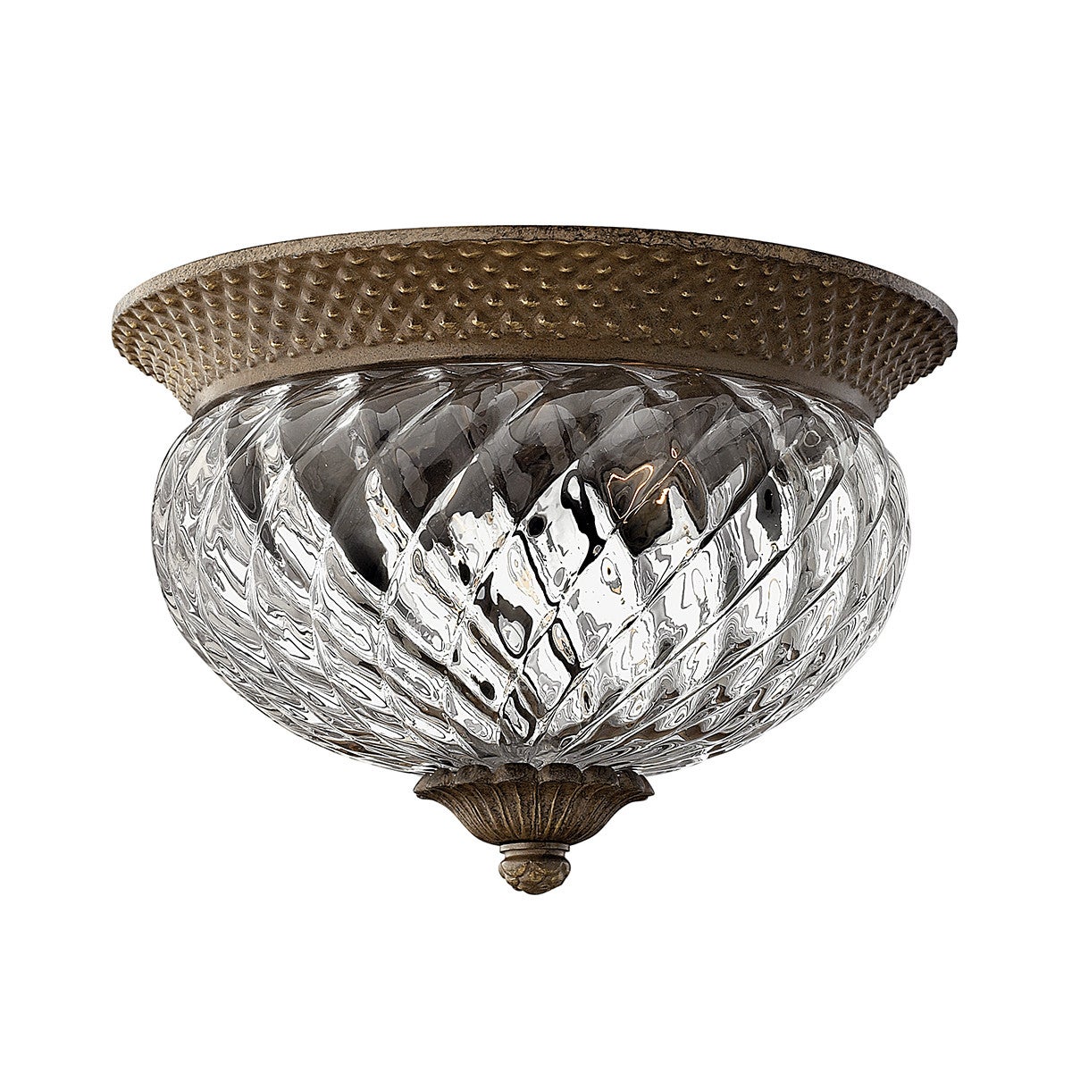 Plafonieră Hinkley Plantation, 2xE27 60W, Ø30,5 cm, perla-bronz, aluminiu și sticlă, IP20, compatibilă SMART