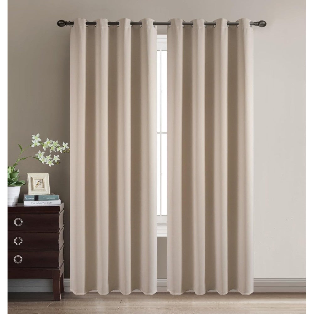 Cortinas de ventana opacas 2 piezas modernas anti luz, termicas aislantes frio y calor para salon, habitacion (140x260cm beige)