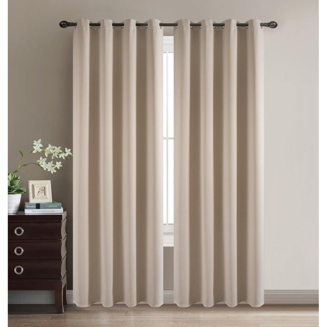 Cortinas de Ventana Opacas 2 Piezas Modernas Anti Luz, Termicas Aislantes Frio y Calor para Salon, Habitacion (140x260cm Beige)