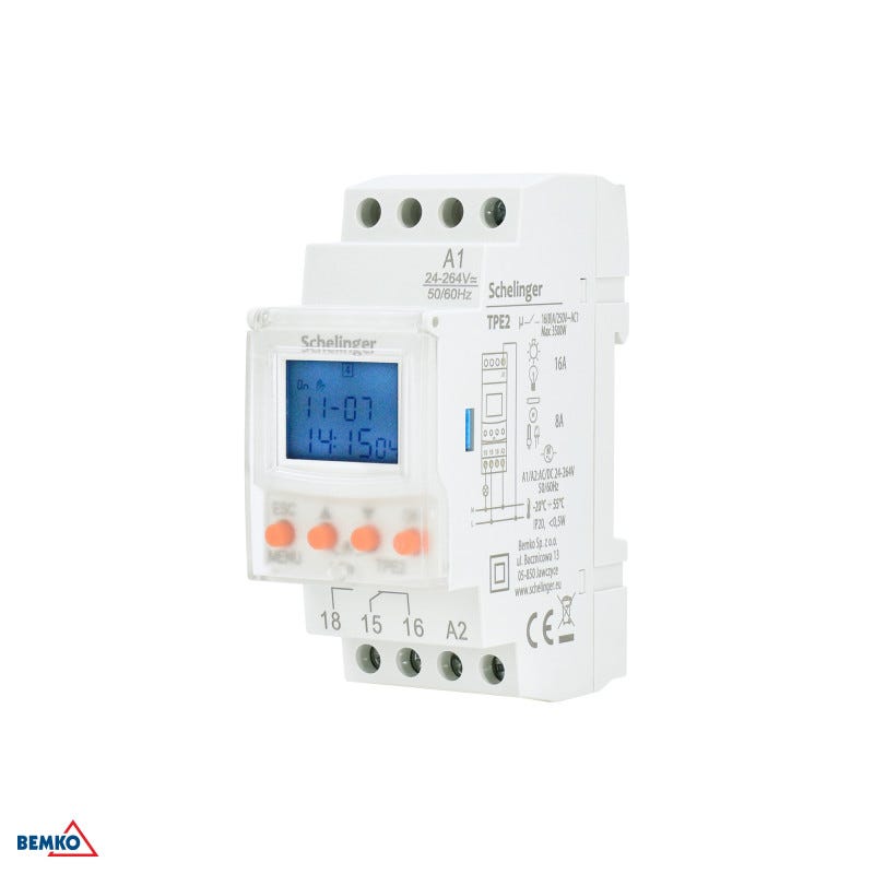 Minuterie électronique Programmable 7 Jours - Rail DIN - 2 Modules 30ma Ip20 95255601 Minuterie électronique Programmable 7 Jours - Rail DIN - 2 Modules 30ma Ip20 95255601
