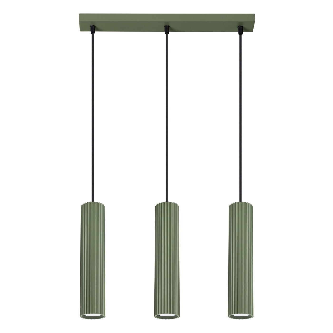 Lampa wisząca Karbon zielony oliwkowo-czarna 3xGU10x10W do kuchni wym: 98 x 45 x 6,5 cm aluminium Sollux Lighting