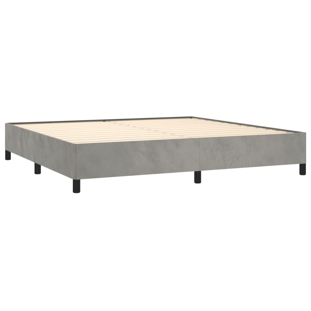 Cadre de lit sans matelas gris clair 200x200 cm velours - 4