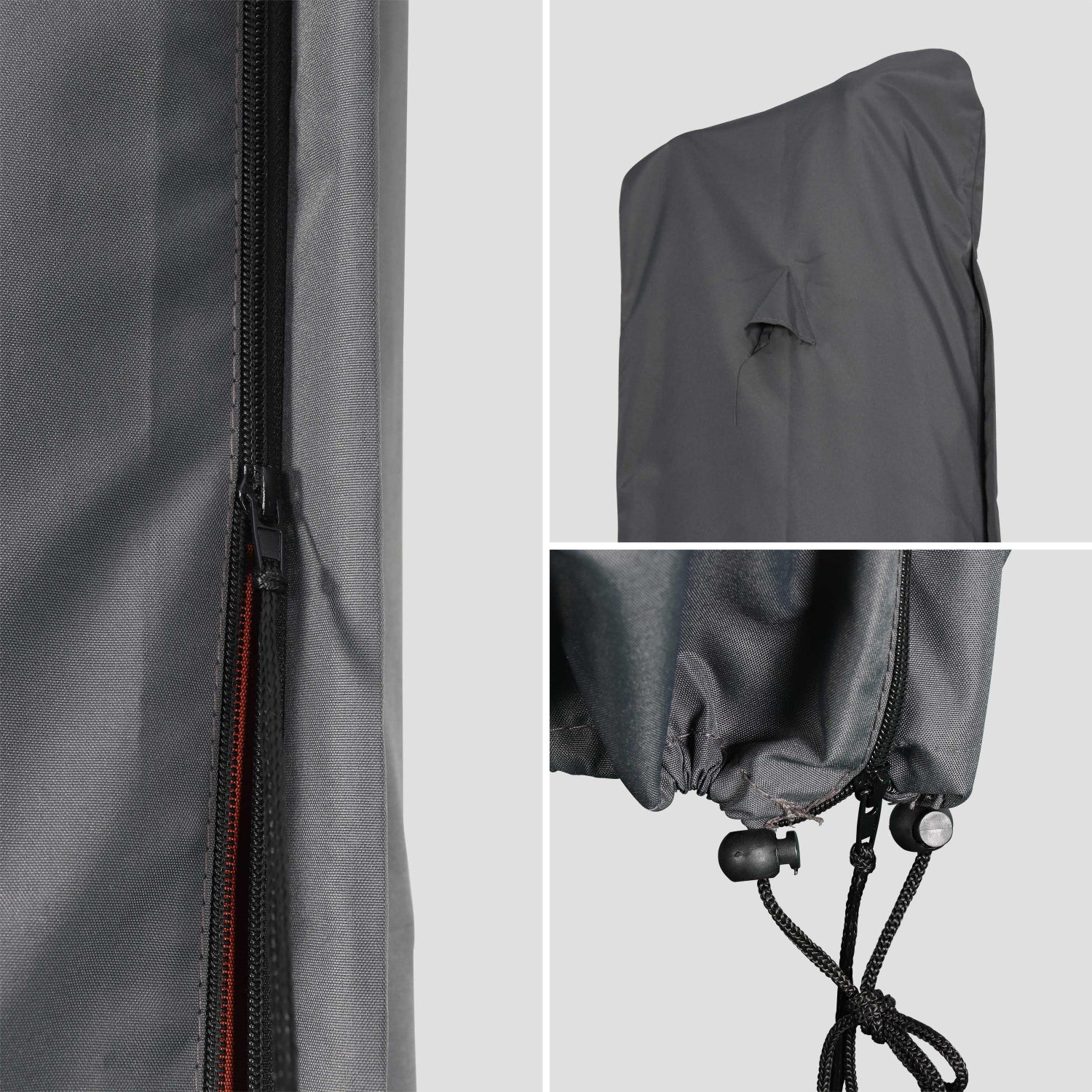 Housse pour parasol St Jean de Luz. Pyla 3x3. Pyla 3x4. Wimereux et Antibes - Avec fermeture éclair. barre de mise en place. corde élastique. œillets - 4