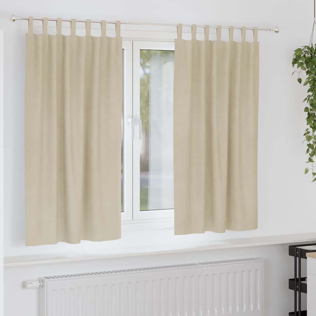 Zasłony zaciemniające 2 pcs Kremowy 140 x 175 cm Aksamit vidaXL