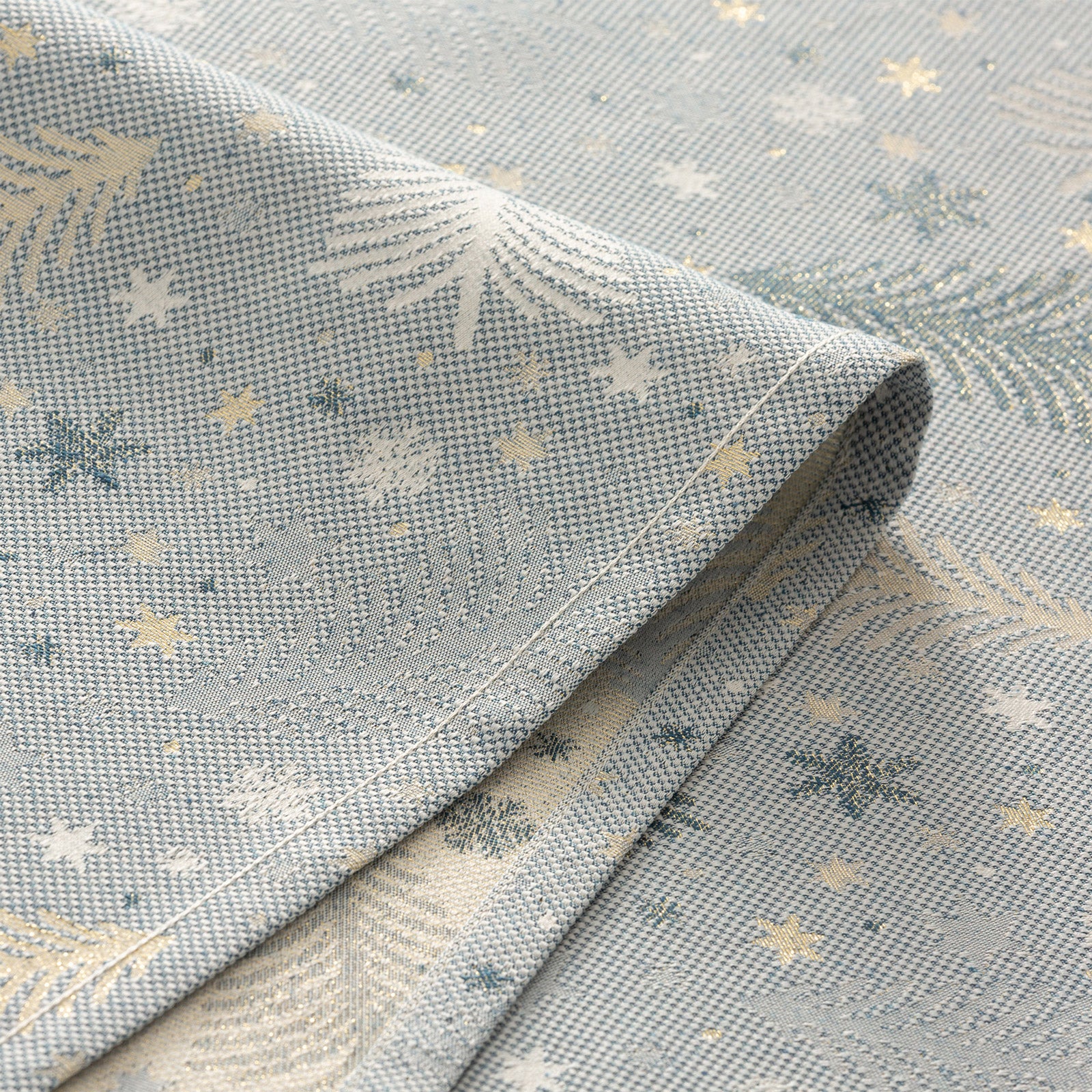 Tovaglia di Natale quadrata in cotone jacquard blu e oro 140x140 cm - Christree - 4