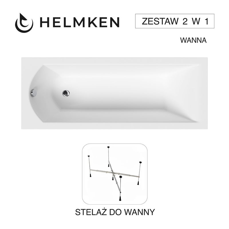 Wanna akrylowa Helmken Vespera 140 х 70 + Stelaż uniwersalny do wanien Helmken 21230020 / 23098001-2S
