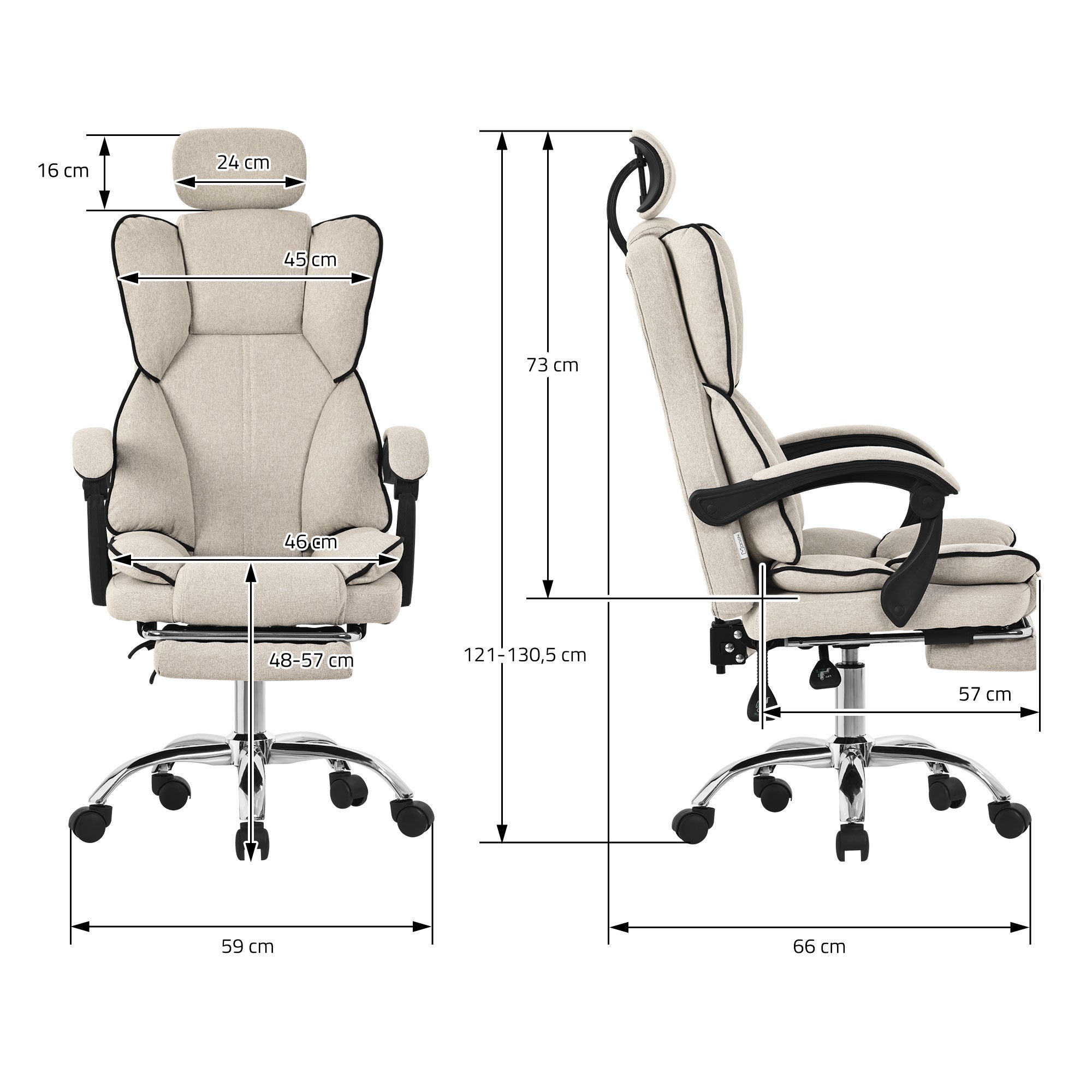 ML-Design chaise de bureau ergonomique, beige, chaise de bureau réglable en hauteur avec dossier haut, chaise pivotante avec repose-pieds - 7