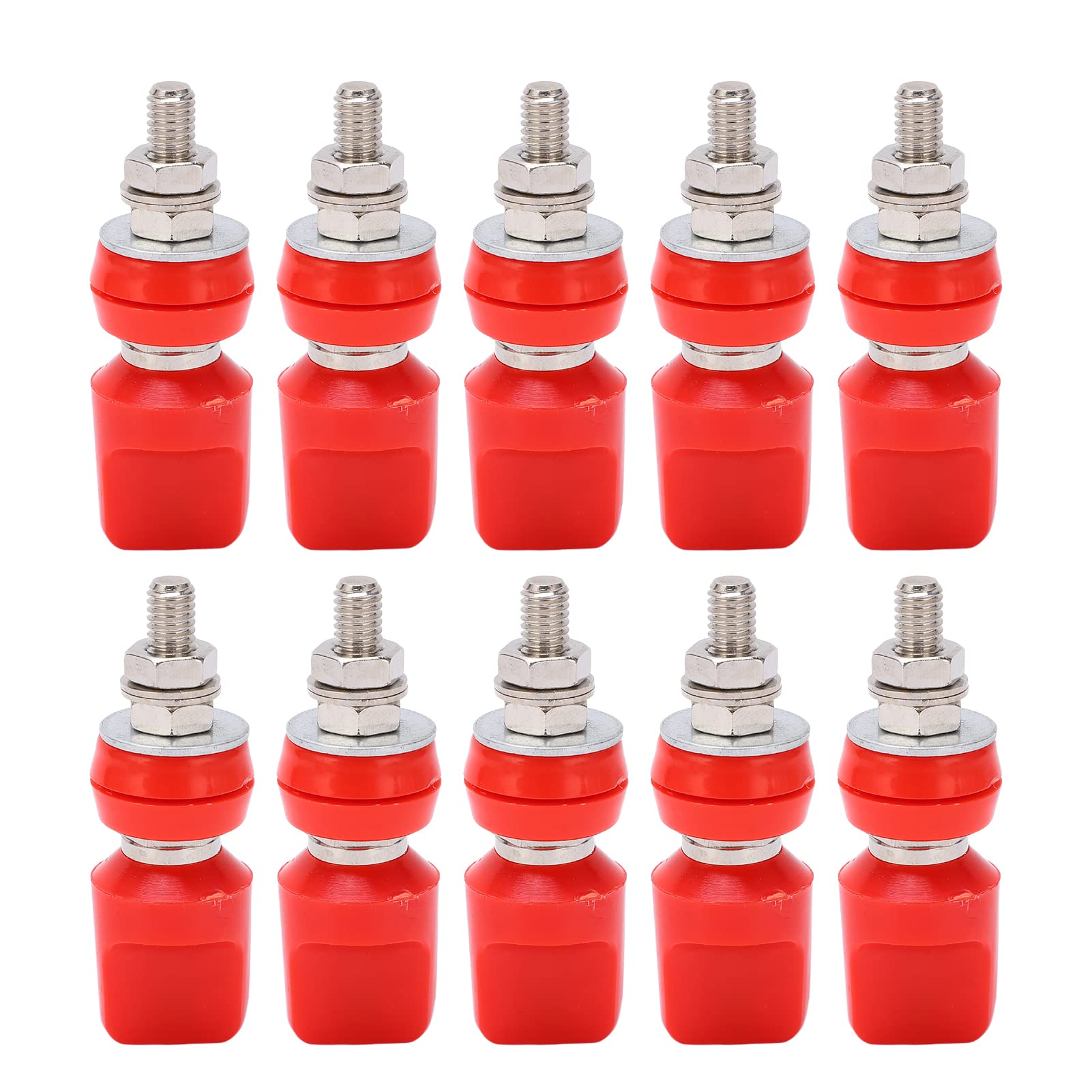 J.50019 (1) Terminale di corrente M6 60A Terminali di collegamento in ottone placcato Connettore con spina a banana da 4 mm (rosso) - 7