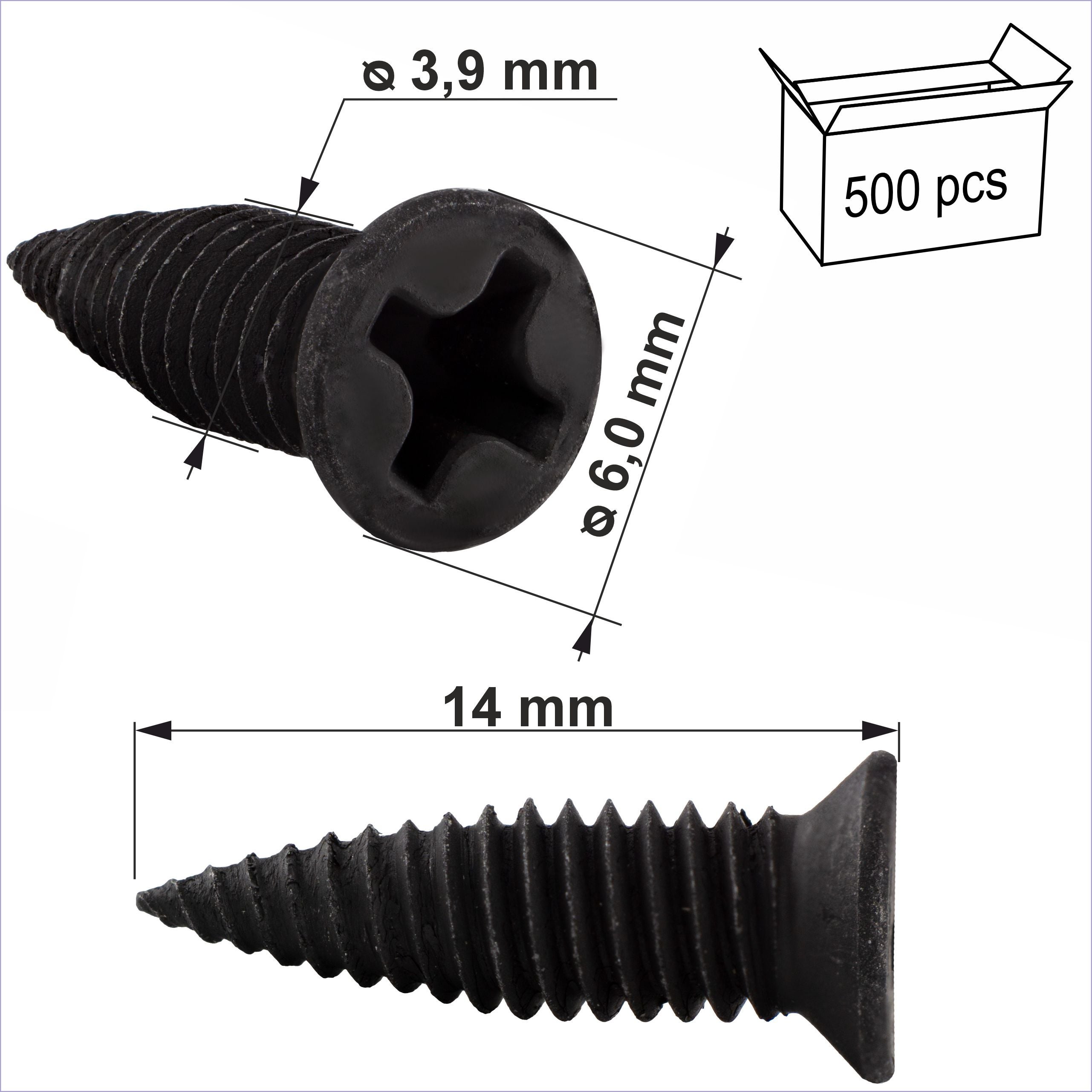 Wkręty do profili CD Simspon SSP 3,9x14 mm z łbem płaskim stożkowym 500szt - 2