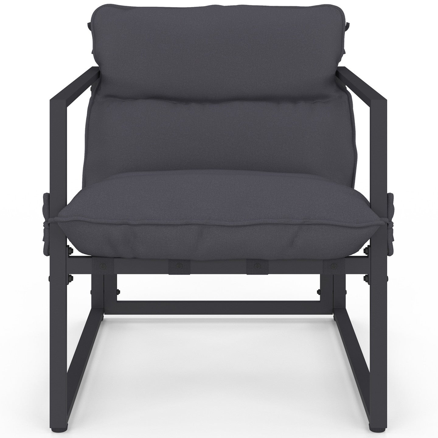 Lot de 2 fauteuils de jardin MARCO avec repose pieds gris coussin gris anthracite - 3