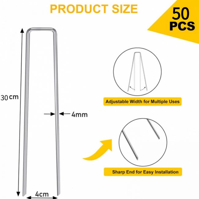 50 picchetti da giardino da 30 cm, graffette zincate per tessuto barriera contro le erbacce, picchetti da prato resistenti | Leroy Merlin 50 picchetti da giardino da 30 cm, graffette zincate per tessuto barriera contro le erbacce, picchetti da prato resistenti | Leroy Merlin