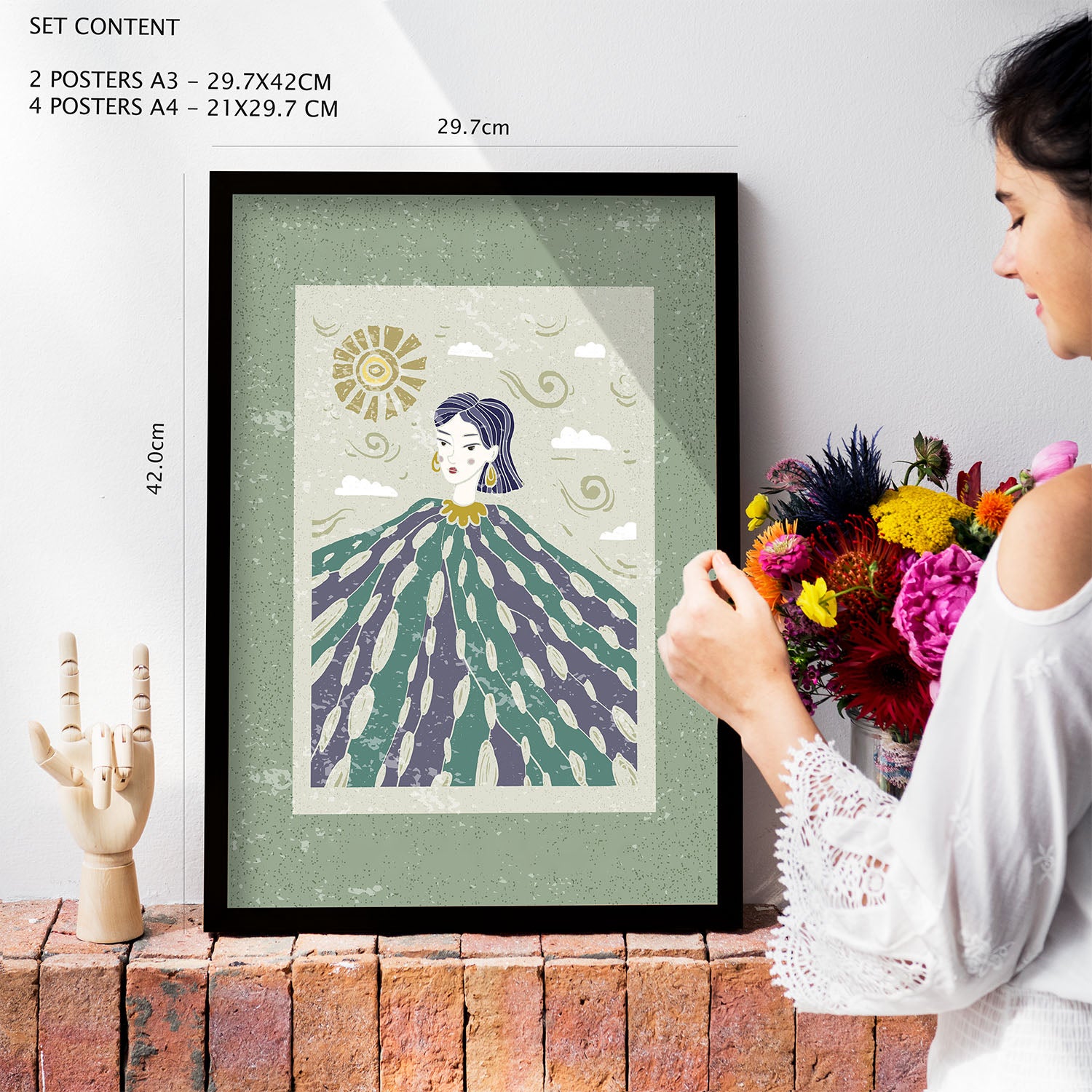 Nacnic Ensemble 6 Impressions De Mère Nature Dans De Style Ethnique Cadre Décoratifs Pour Votre Chambre Maison Impression A4 A3 Avec Des Cadre Noir - 4