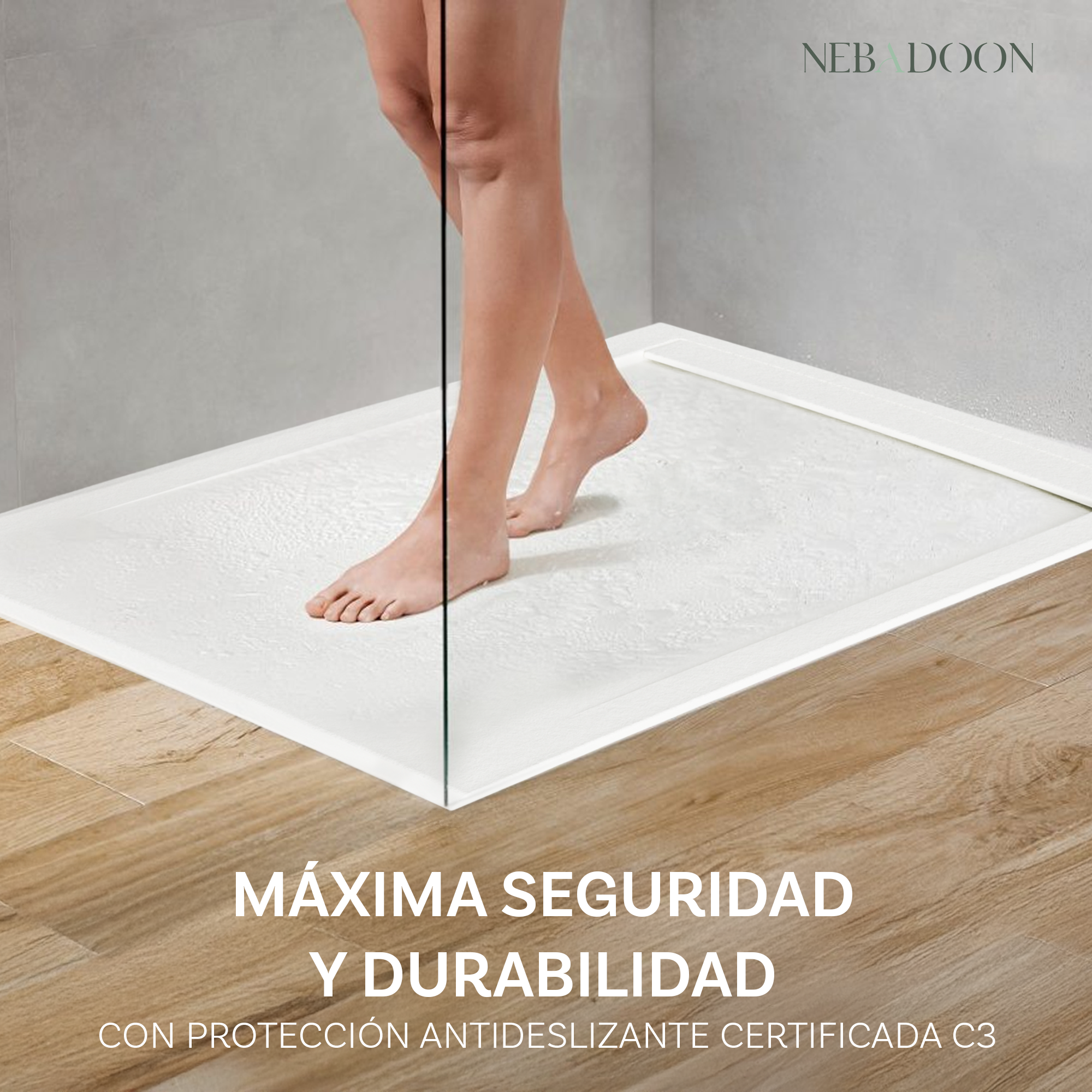 Plato de Ducha Modelo Venecia – Textura Pizarra y Extraplano – Blanco (RAL 9003) 90x140 cm – Incluye Válvula Desagüe y Rejilla - 4