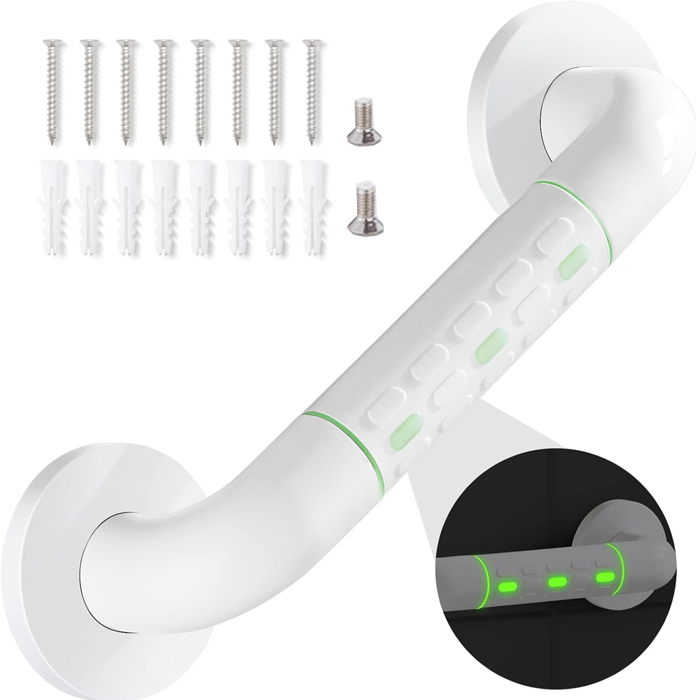 Uchwyt do toalety, uchwyt łazienkowy z antypoślizgową rączką ze stali nierdzewnej, uchwyt prysznicowy ze świecącymi kółkami, 30 cm