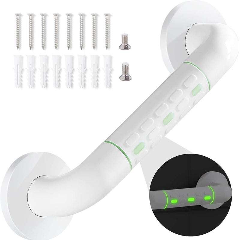 Uchwyt do toalety, uchwyt łazienkowy z antypoślizgową rączką ze stali nierdzewnej, uchwyt prysznicowy ze świecącymi kółkami, 30 cm