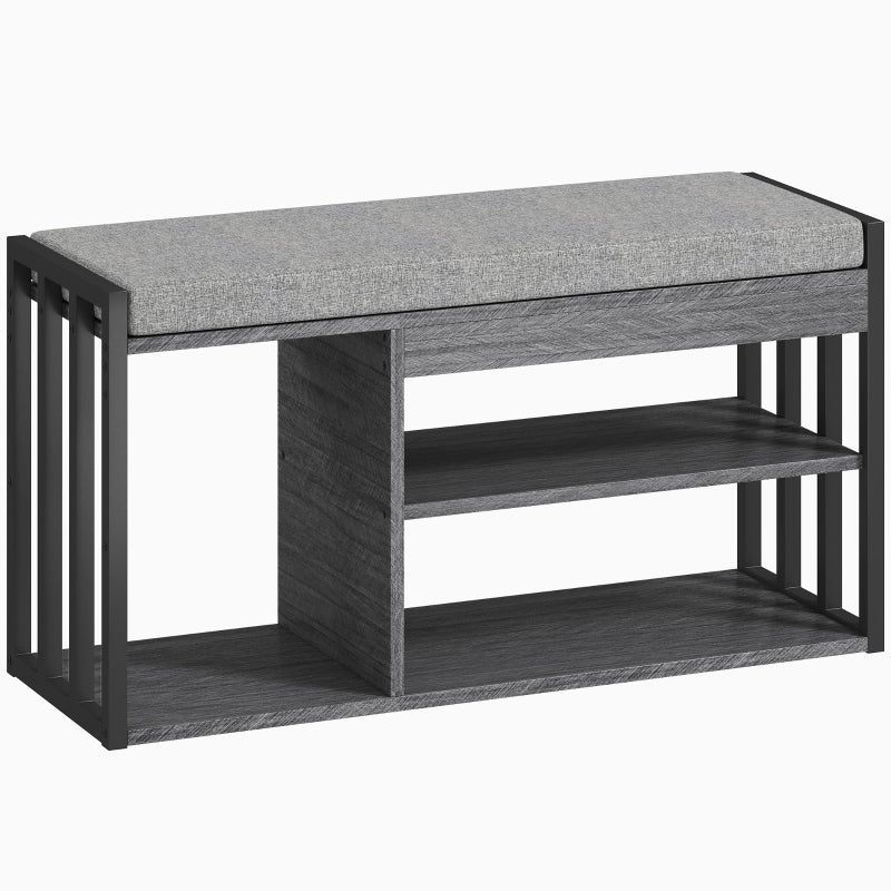Scarpiera A 3 Ripiani Con Panca Imbottita Bianca – Struttura In Metallo, Portata 136 Kg, 60x30x45 Cm, Per Ingresso, Camera, Bagno - 3