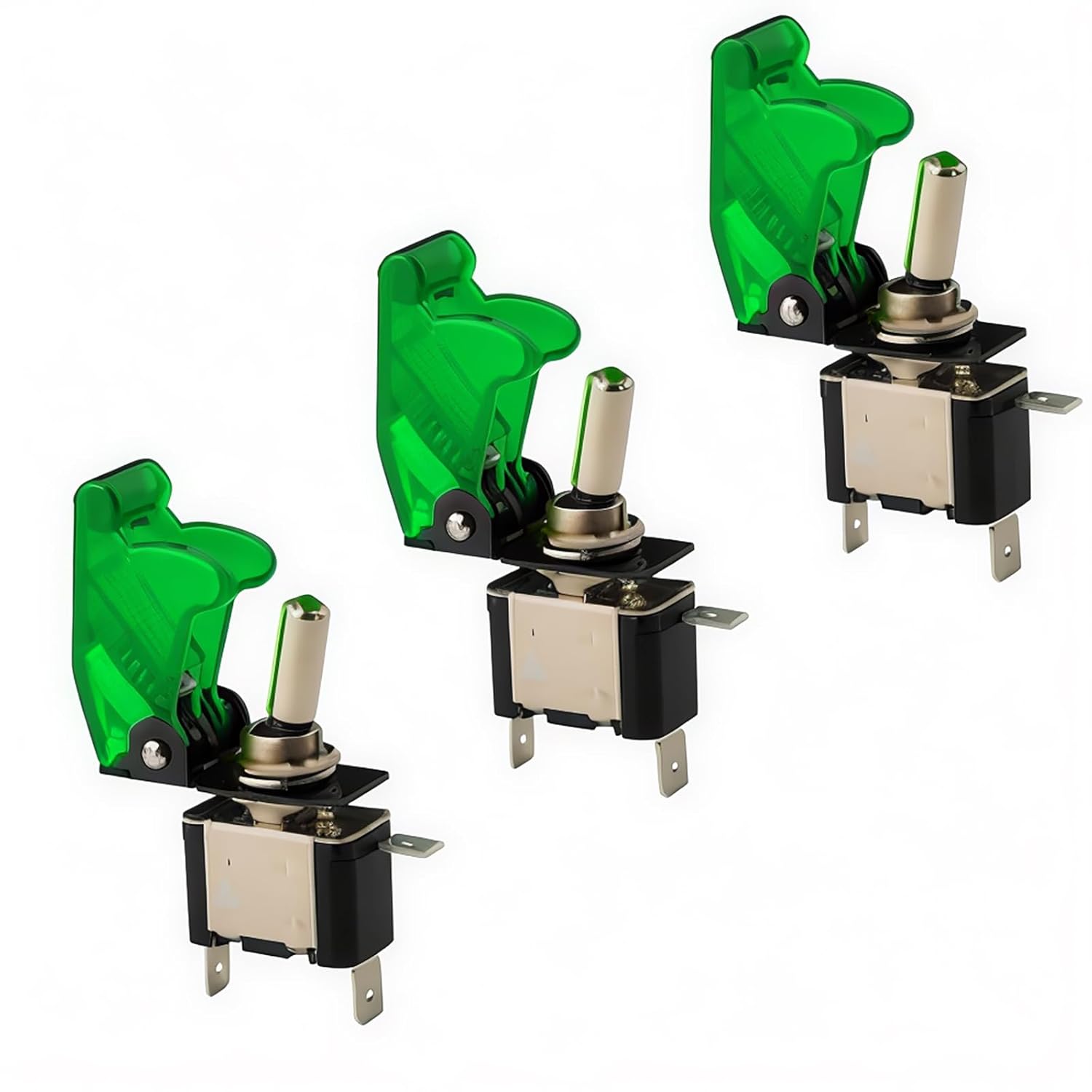 12 V 20 A Zielony przełącznik kołyskowy LED (28 x 16 x 61 mm), dźwignia włączania/wyłączania, zmodyfikowany podświetlany przełącznik kołyskowy do samo