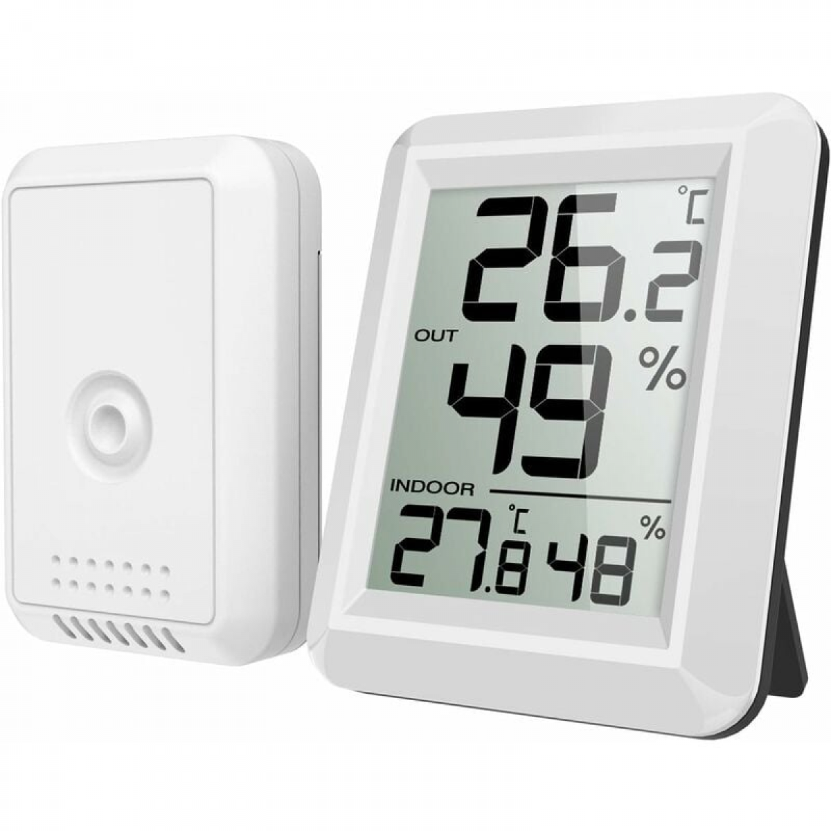 Termometru de interior/exterior conectat cu senzor wireless - Afișaj LCD mare, ușor de utilizat, ideal pentru acasă, birou și dormitor.
