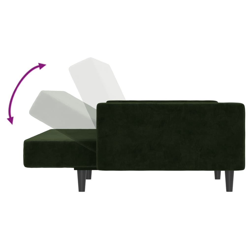 Canapé-lit | Lit simple | Canapé convertible à 2 places vert foncé velours CFW39634 - 7